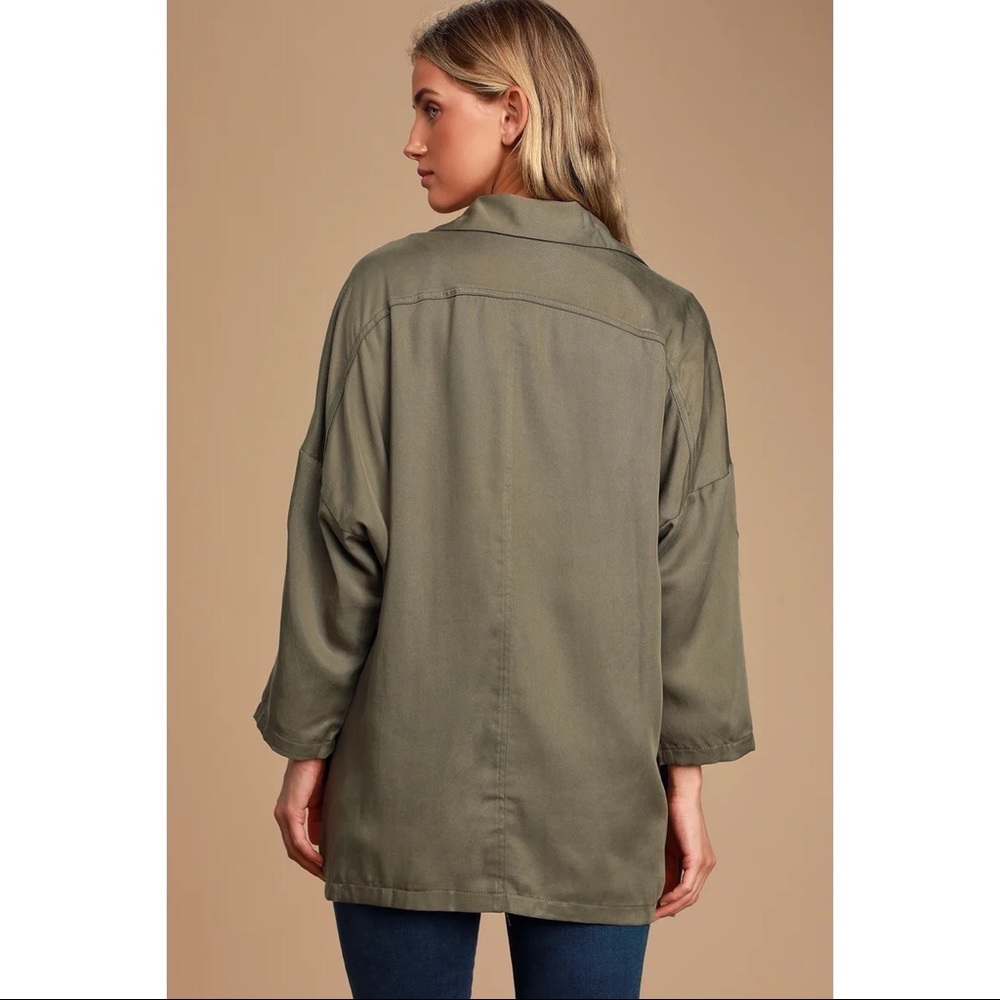 Lulus Lucky Break Olive Oversized Jacket View 4